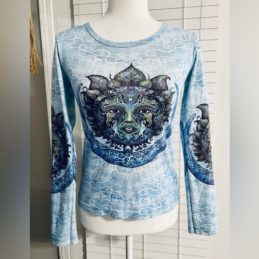 Artist print long sleeve top- “Green Woman” Goddess